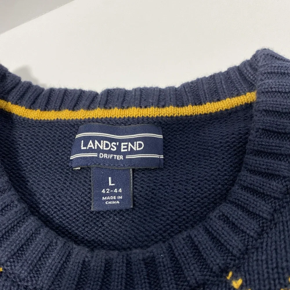 Lands' End Drifter Men's‎ Sweater Long Sleeve Large 42-44 Blue C1